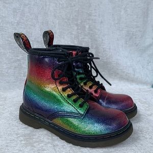 Dr. Martens 1460 Ombré Glitter Rainbow Kids Combat Boots